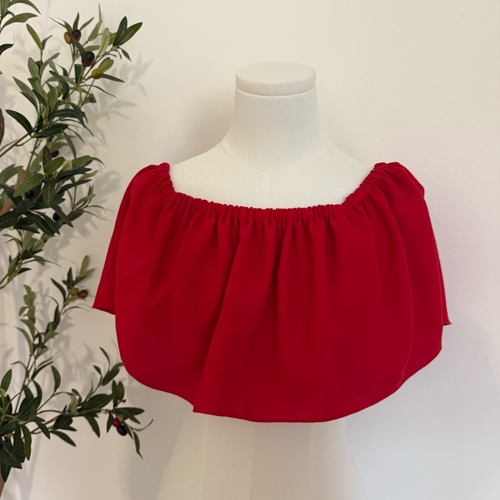 Aritzia Wilfred Red Ruffle Bandeau Crop Tube